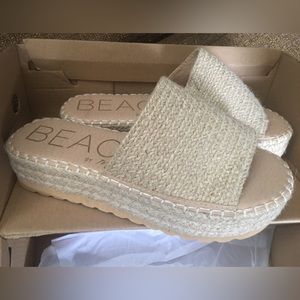 NIB BEACH Platform Espadrilles Slides Sz.6 - 6.5 Natural Jute